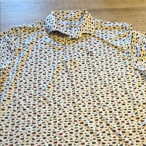 rhoback XL performance polo lawnmower print EUC